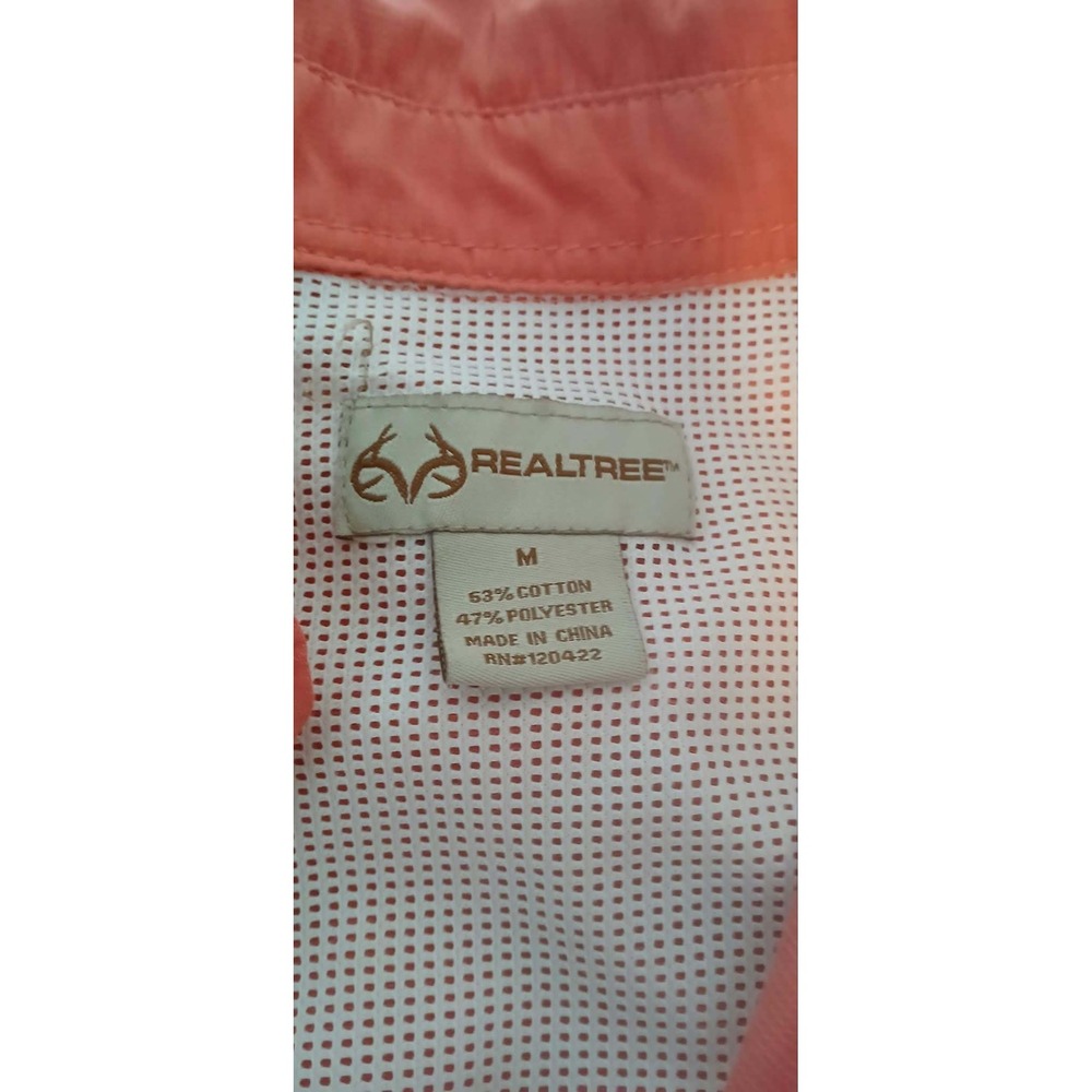 Realtree Mens Short Sleeve Fishing Shirt Coral Orange Mesh Vented Size M - Picture 4 of 5